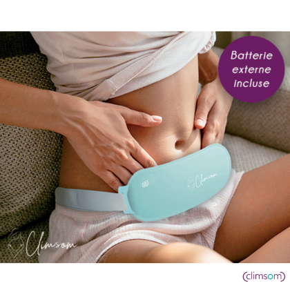 Ceinture chauffante menstruelle Climsom pour le soulagement des douleurs menstruelles, avec batterie externe incluse, portée autour de la taille pour apaiser les crampes abdominales et les douleurs liées au SPM