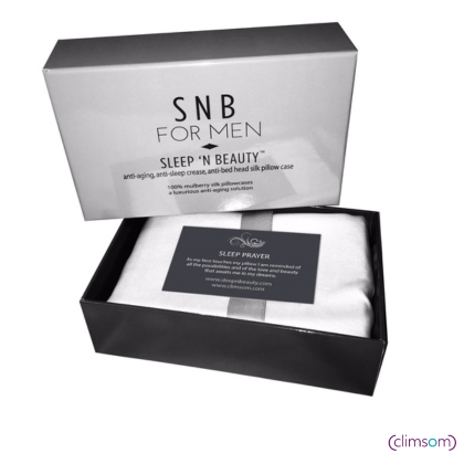 Taie d’oreiller en soie SnB for Men de Sleep'n Beauty, 100% soie de mûrier, hypoallergénique, coloris ivoire.